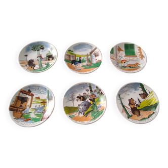 6 assiettes à dessert de Benjamin Rabier Sarreguemines