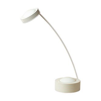 Lampe à poser de bureau design vintage 1980 bras déporté inclinable blanc
