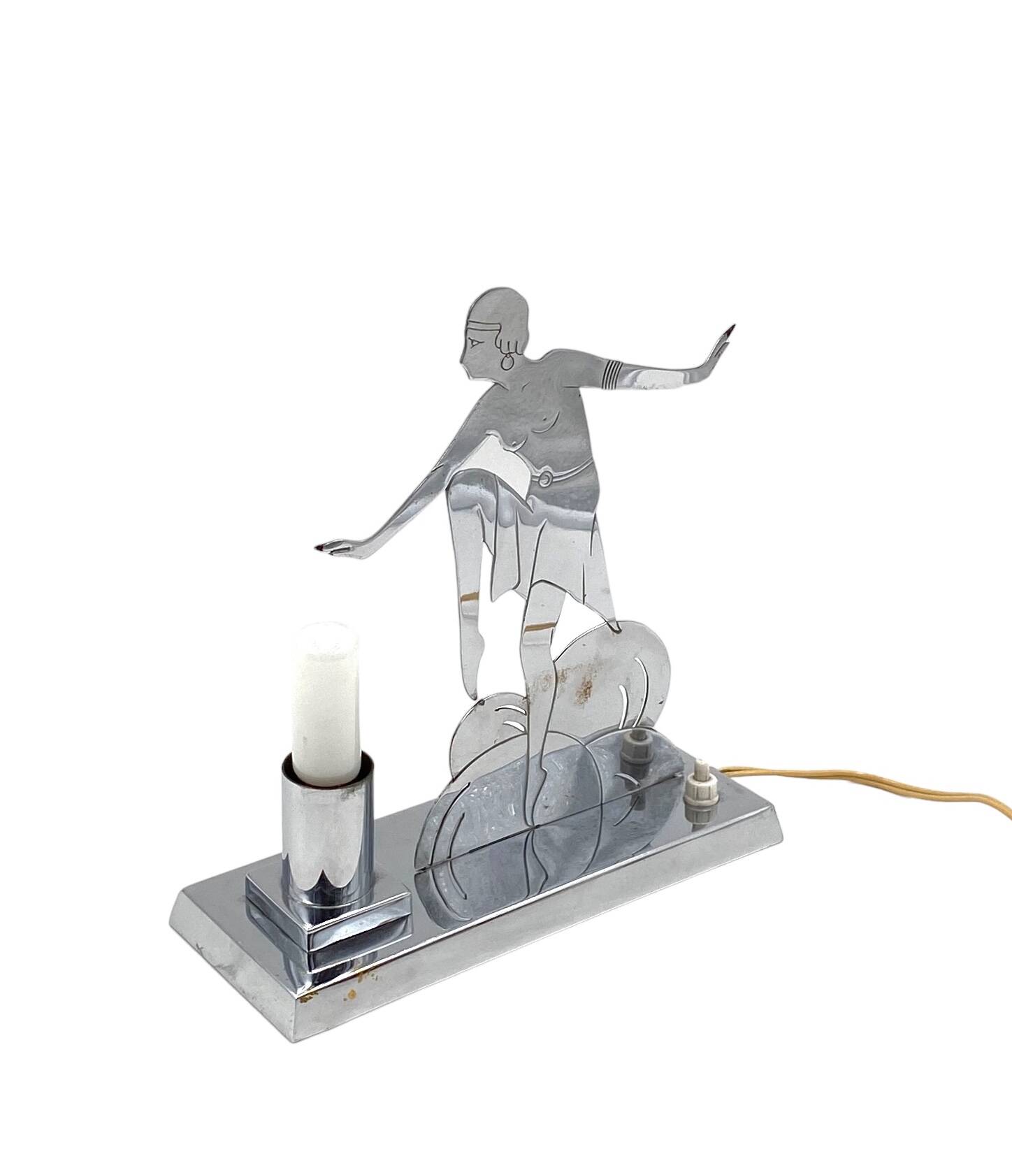 Art Déco Charleston Dancer cubist Table Lamp, LW Paris France, circa 1930