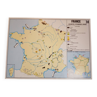 School map: france agriculture-livestock / france sources energy-mines