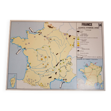 School map: france agriculture-livestock / france sources energy-mines
