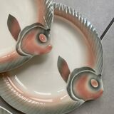 Set of 6 Digoin Sarreguemines fish plates