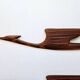 Pair of rare mid-century wooden wall sculptures representing birds and herons, Denmark, 1960s.