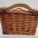 rectangular wicker storage pan with protective canvas cover
