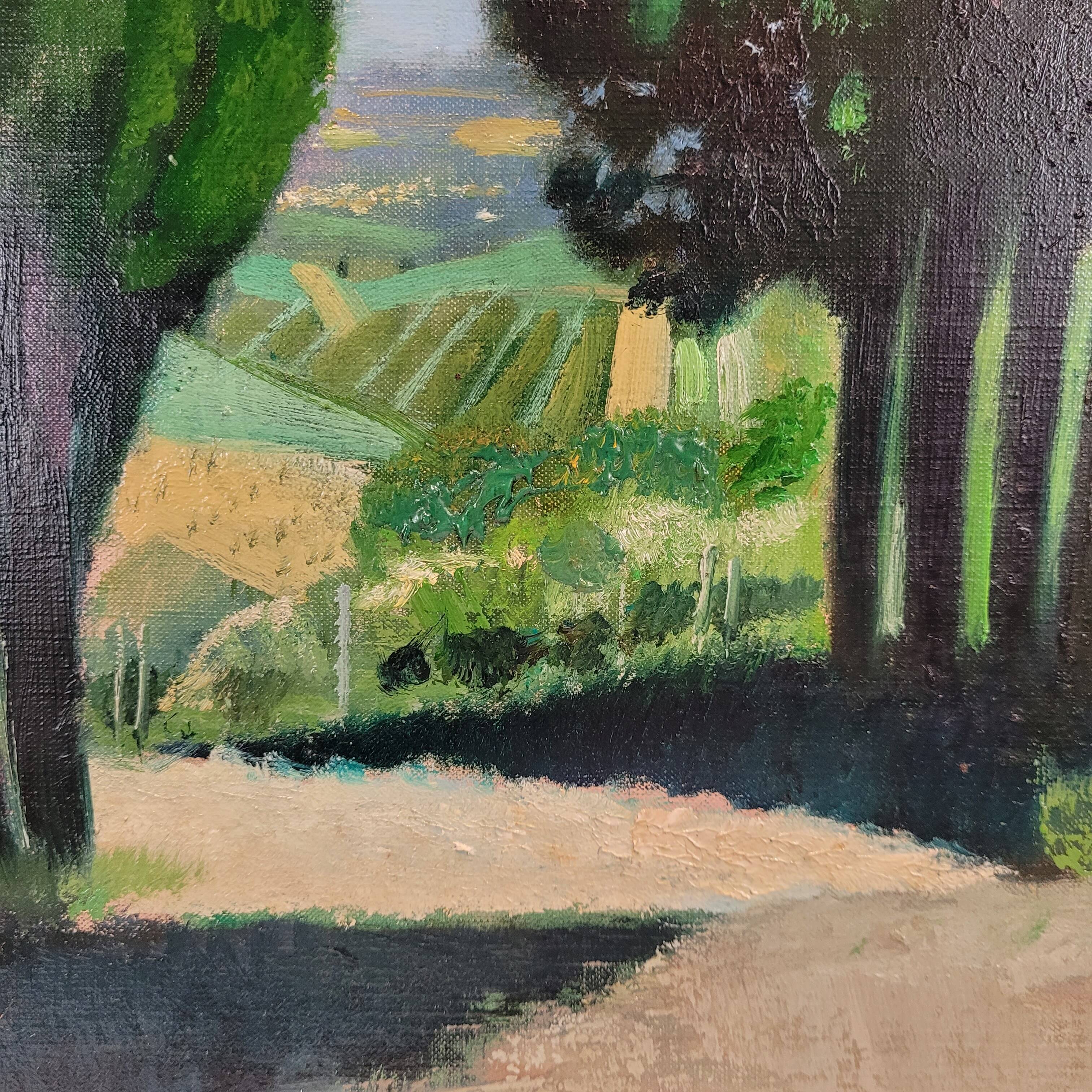 Oil on the link “El callejón de los cipreses”, René Genis, Pai painting