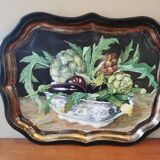 Vintage painted metal tray, still life