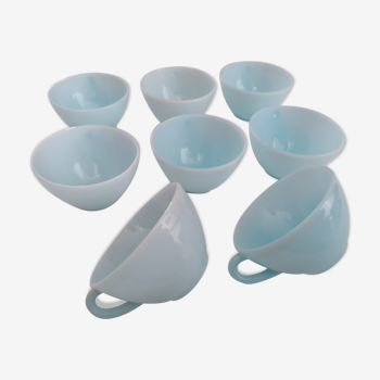 8 cups in duralex blue opaline