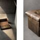 Vintage Mid-Century Modern German Brutalist Brown Leather 2-Seater Sofa
