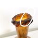 Biot blown glass amber bottle