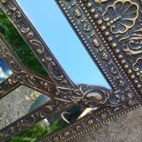 Miroir en cuivre repoussé ancien époque Napoléon III