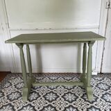Patinated green baluster table