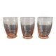 Set of 3 pink smoked glasses in chiseled glass from the 1950s