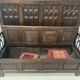 Gothic style carved oak chest bench, 19th century