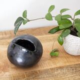 Ceramic Black Orb, Vintage Studio Pottery Art Piece, 1960/1970 Design