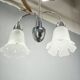 1950s Chrome and Floral Glass Chandelier by Elektroinstala Děčín