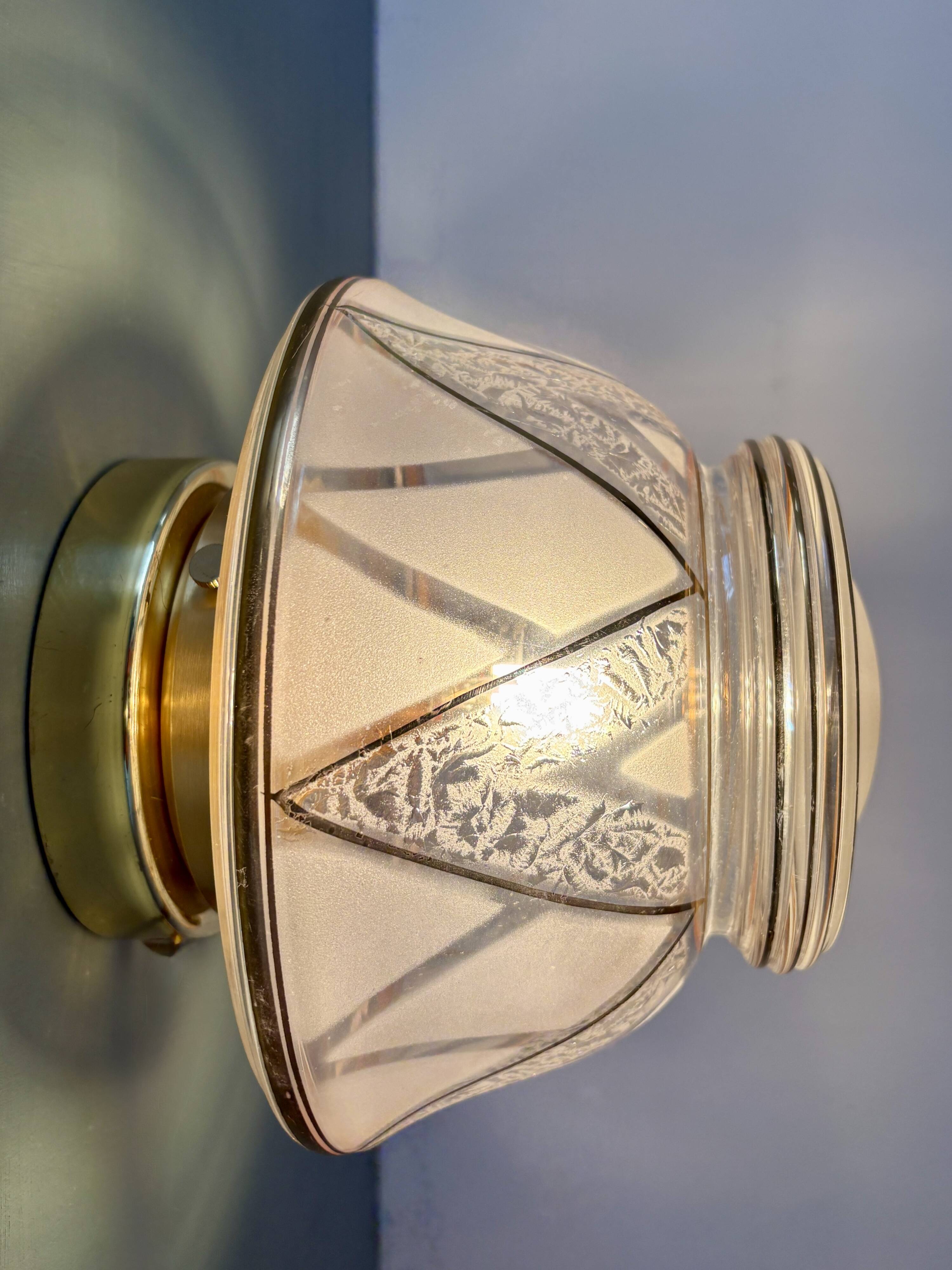 Vintage Art Deco white and gold glass globe wall/ceiling light.