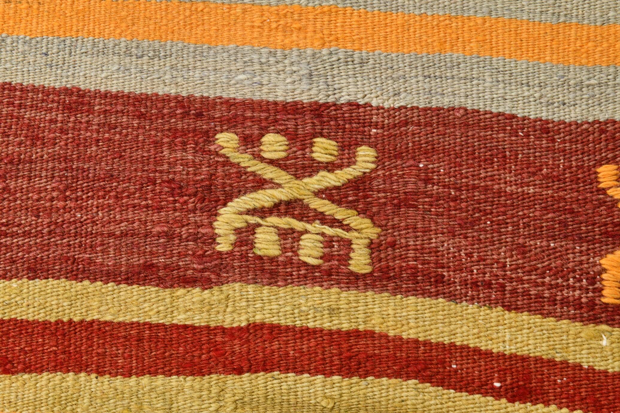 3x9 Striped Kilim Runner, Wool Runner Rug, 74x263Cm