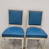 Pair of antique Louis XVI style chairs with patina
