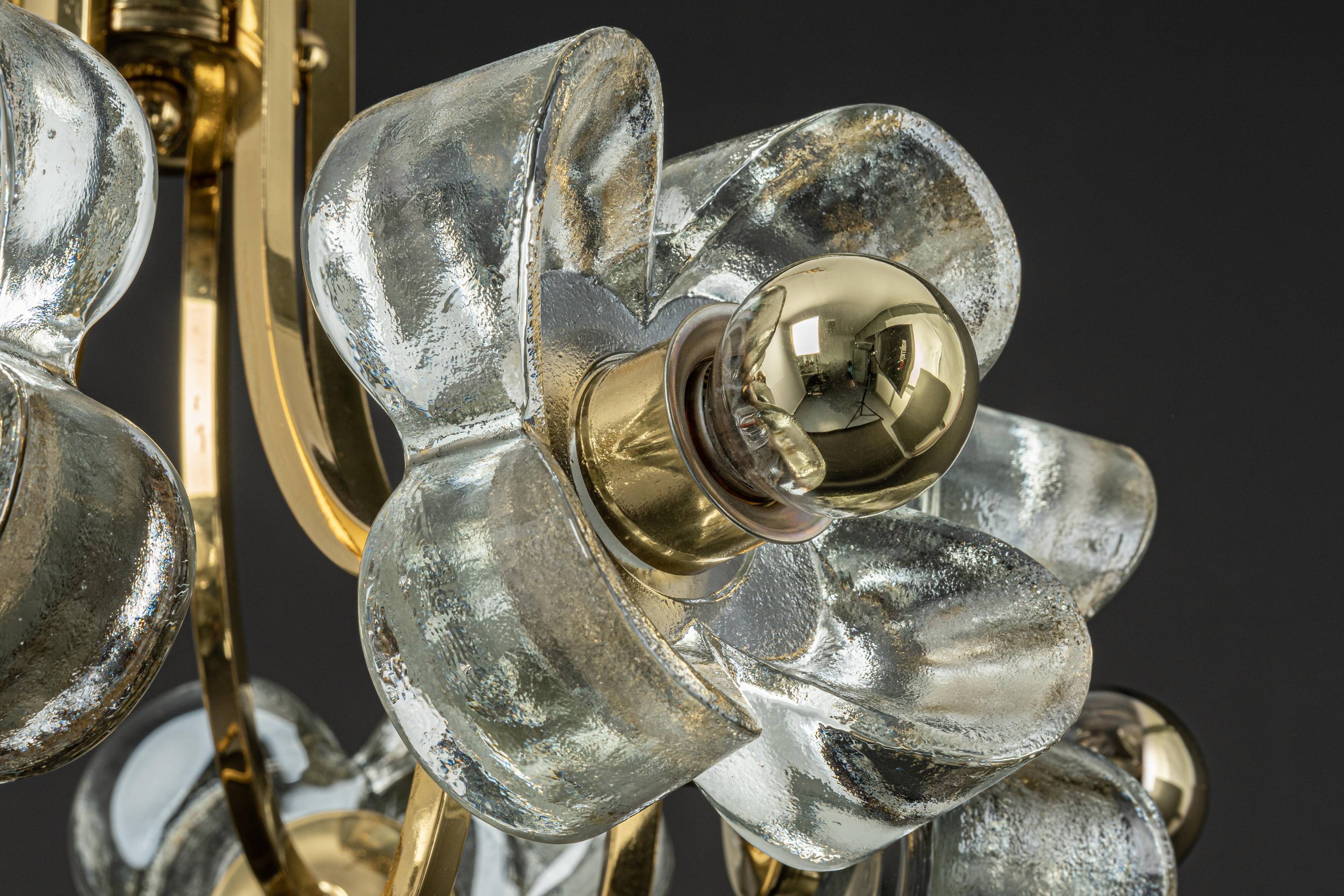 Large brass and crystal pendant light by Sische, Germany, 1970s.