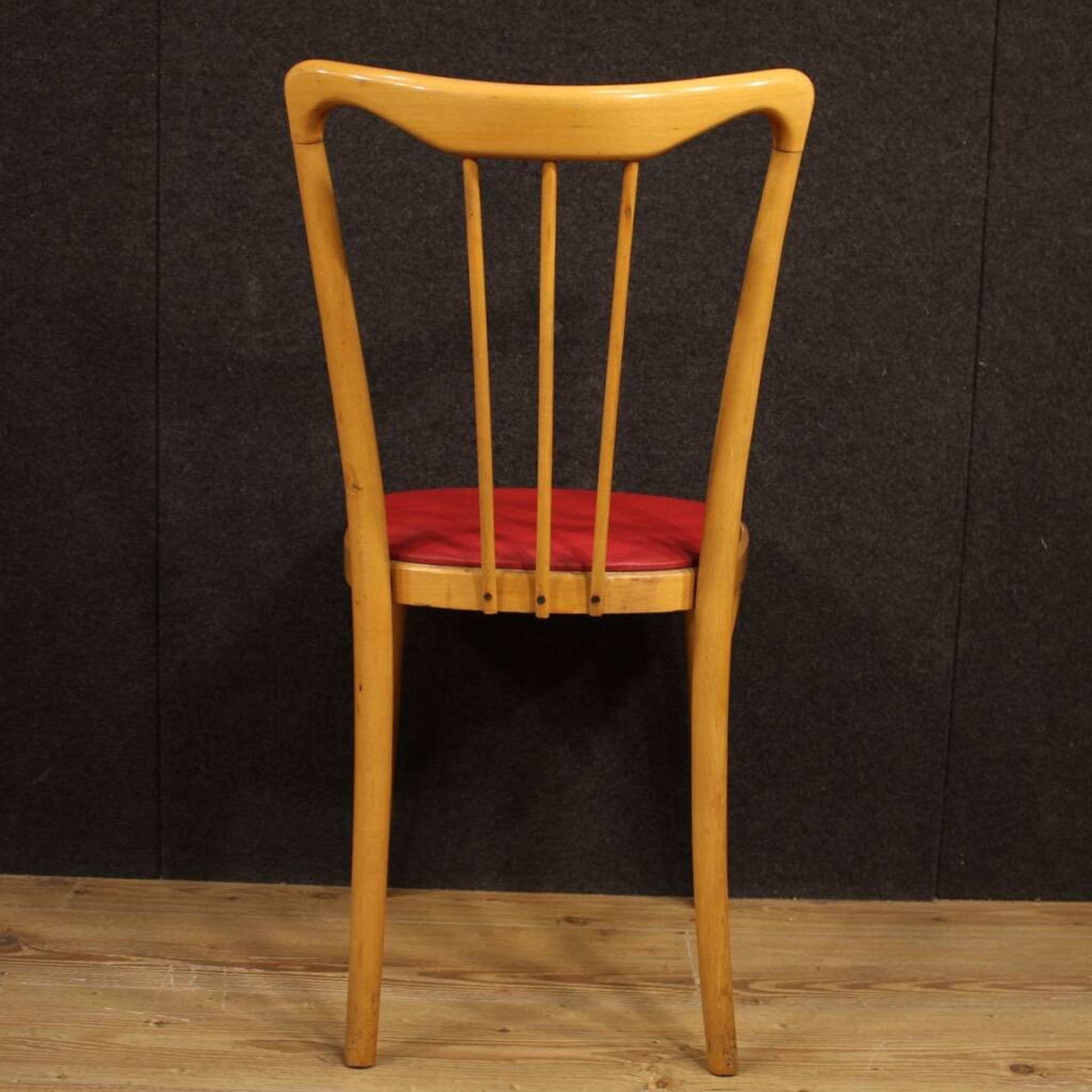 Italian Design Chairs In Exotic Wood And Faux Leather From 60s