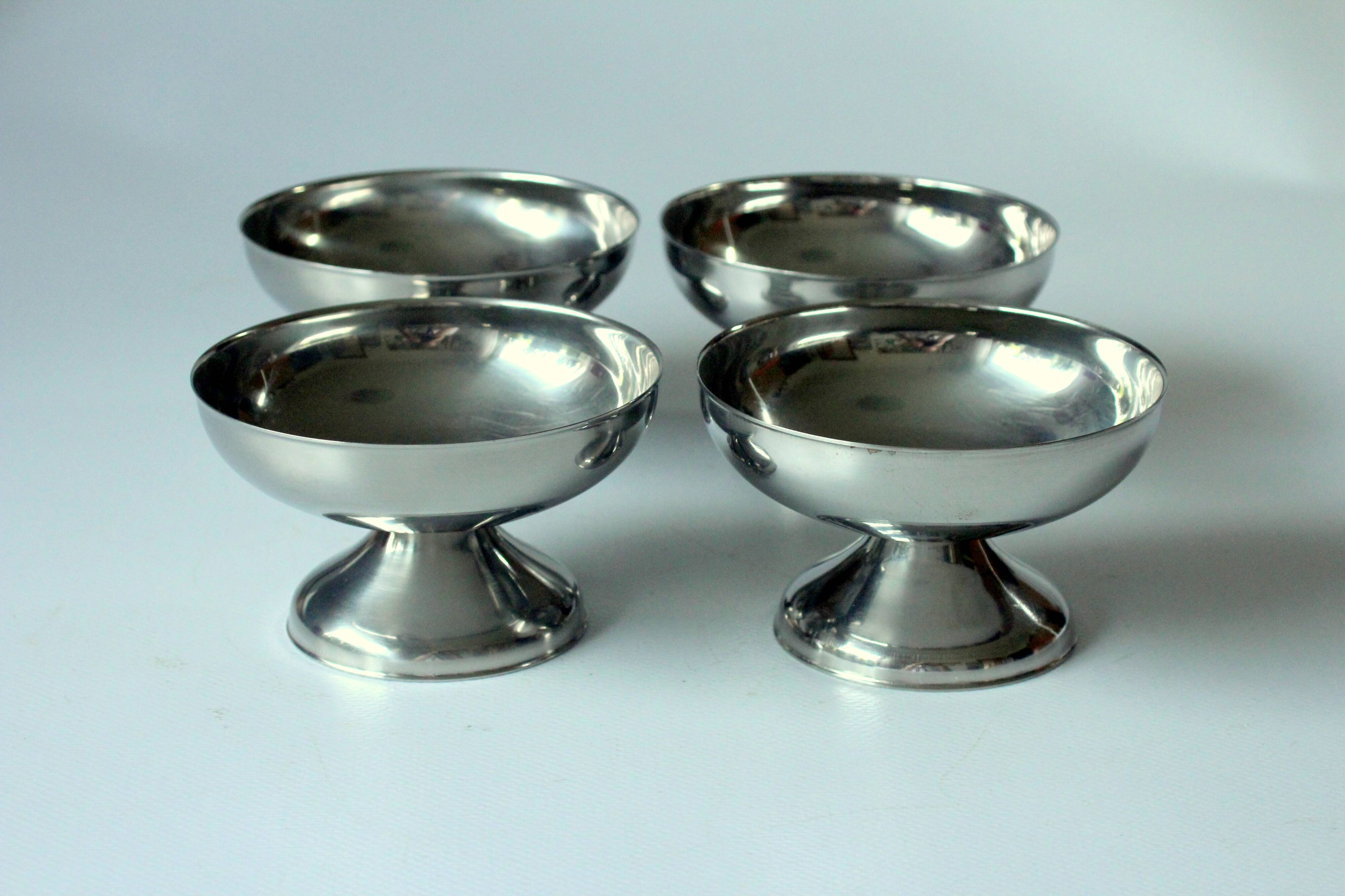 4 coupes à glace WMF/Tischfein - en acier inoxydable - Vintage