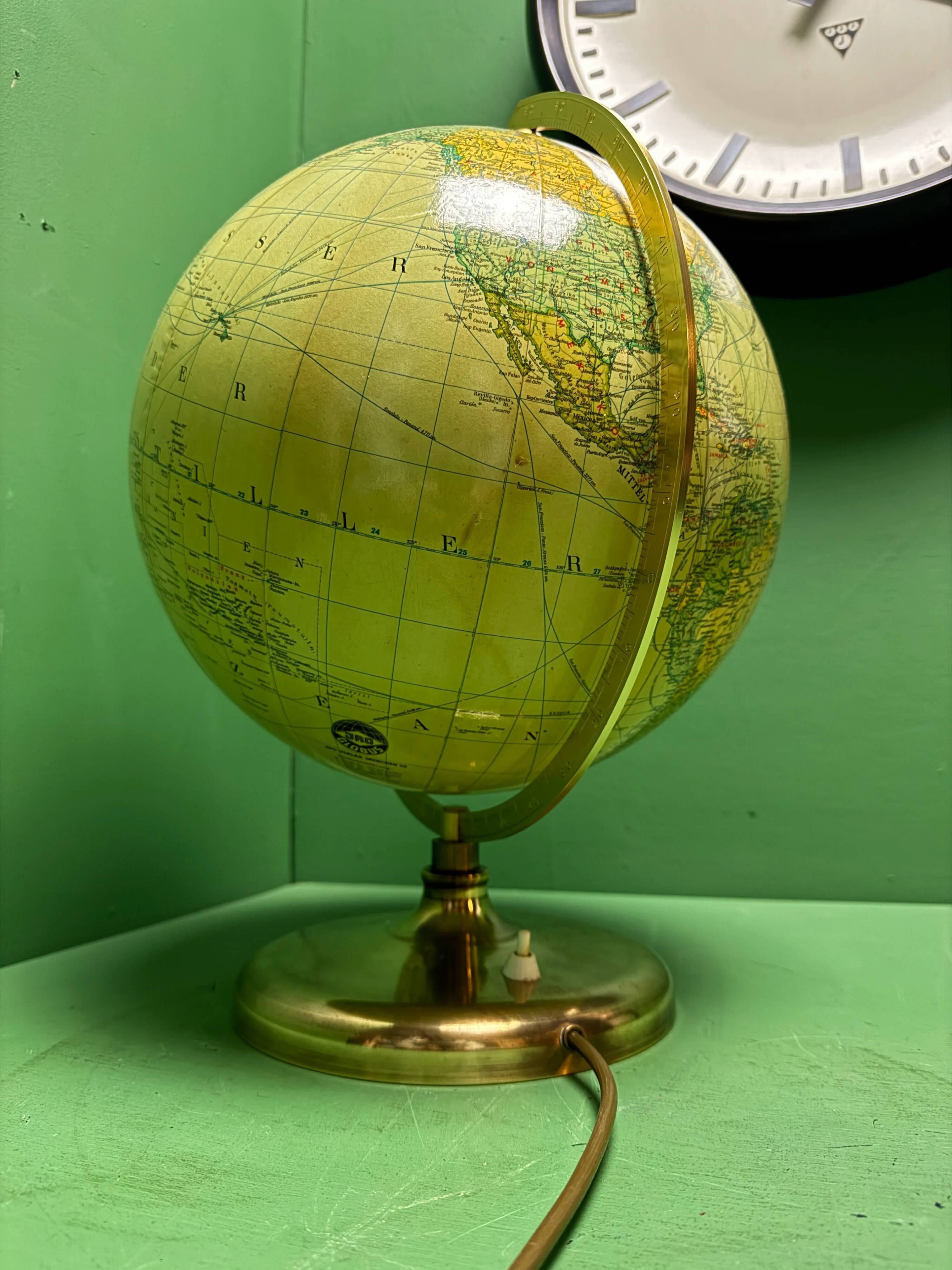 Vintage 1960s German glass globe lamp by JRO Globus Munchen