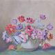 Tableau bouquet d’anémones, huile signée Savary