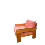 Fauteuil en pin dans le goût de Charlotte Perriand, années 70