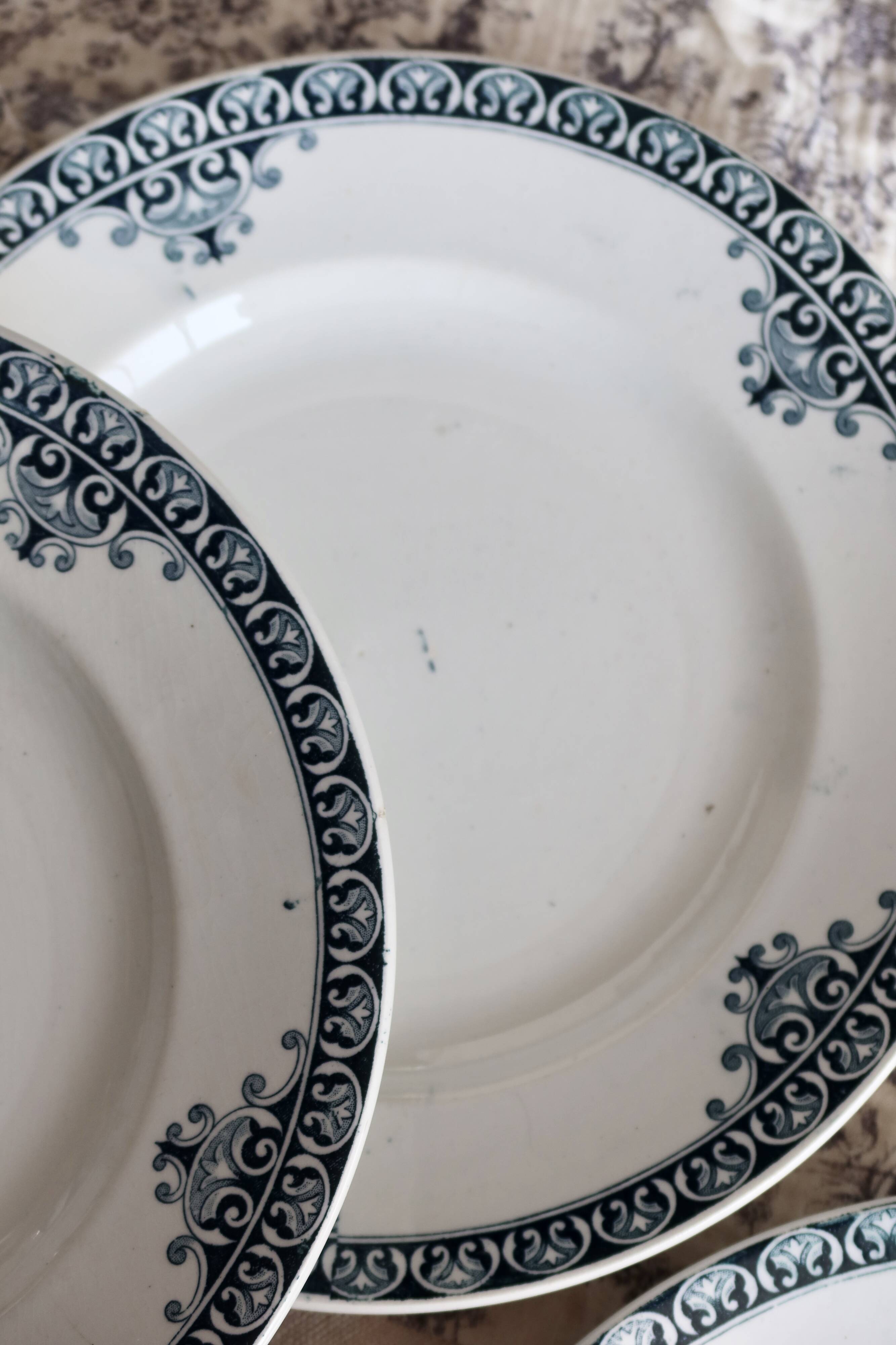 6 vintage ironstone dinner plates – Andrinople series - Moulin des Lou