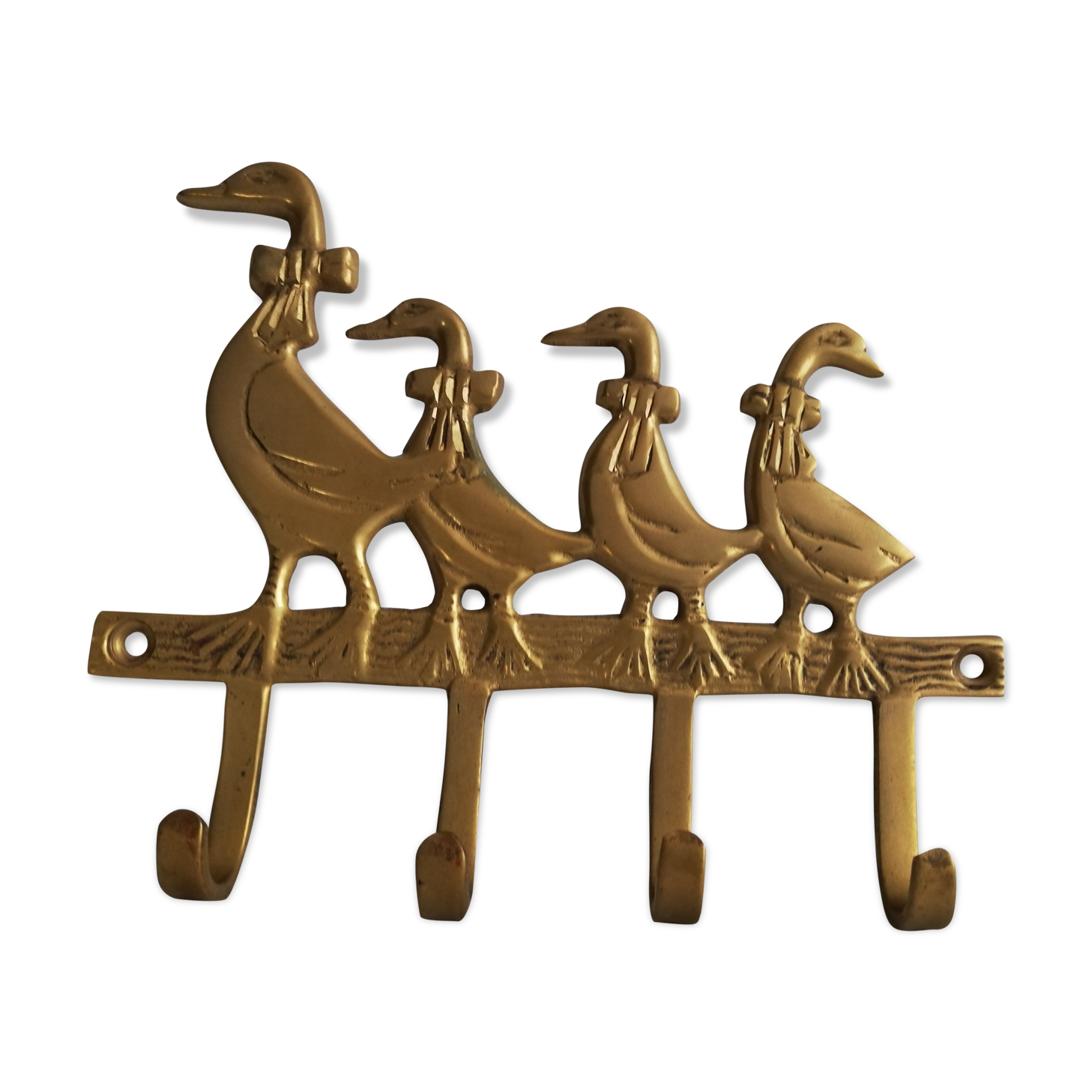 Key hanger, vintage brass tea towels