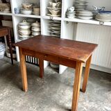 Desk, dark wood table with 1 drawer