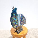 Peacock blue vase in laminated glass