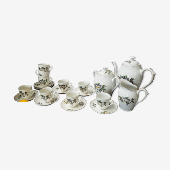 Bird-patterned porcelain tea or coffee service