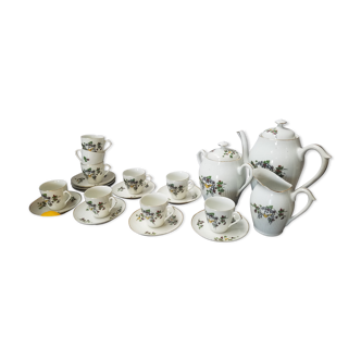 Bird-patterned porcelain tea or coffee service