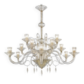 Grand Imperial “Rigadin” Murano Glass Chandelier in Transparent and Gold
