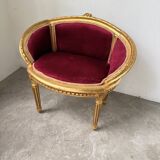 Fauteuil bois doré et velours rouge Louis XVI
