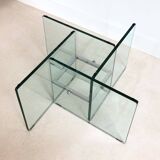 Table basse carrée en verre cristal, Italie années 70