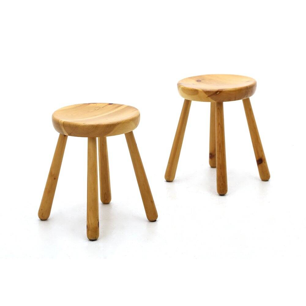 Solid pine stool, 1960s