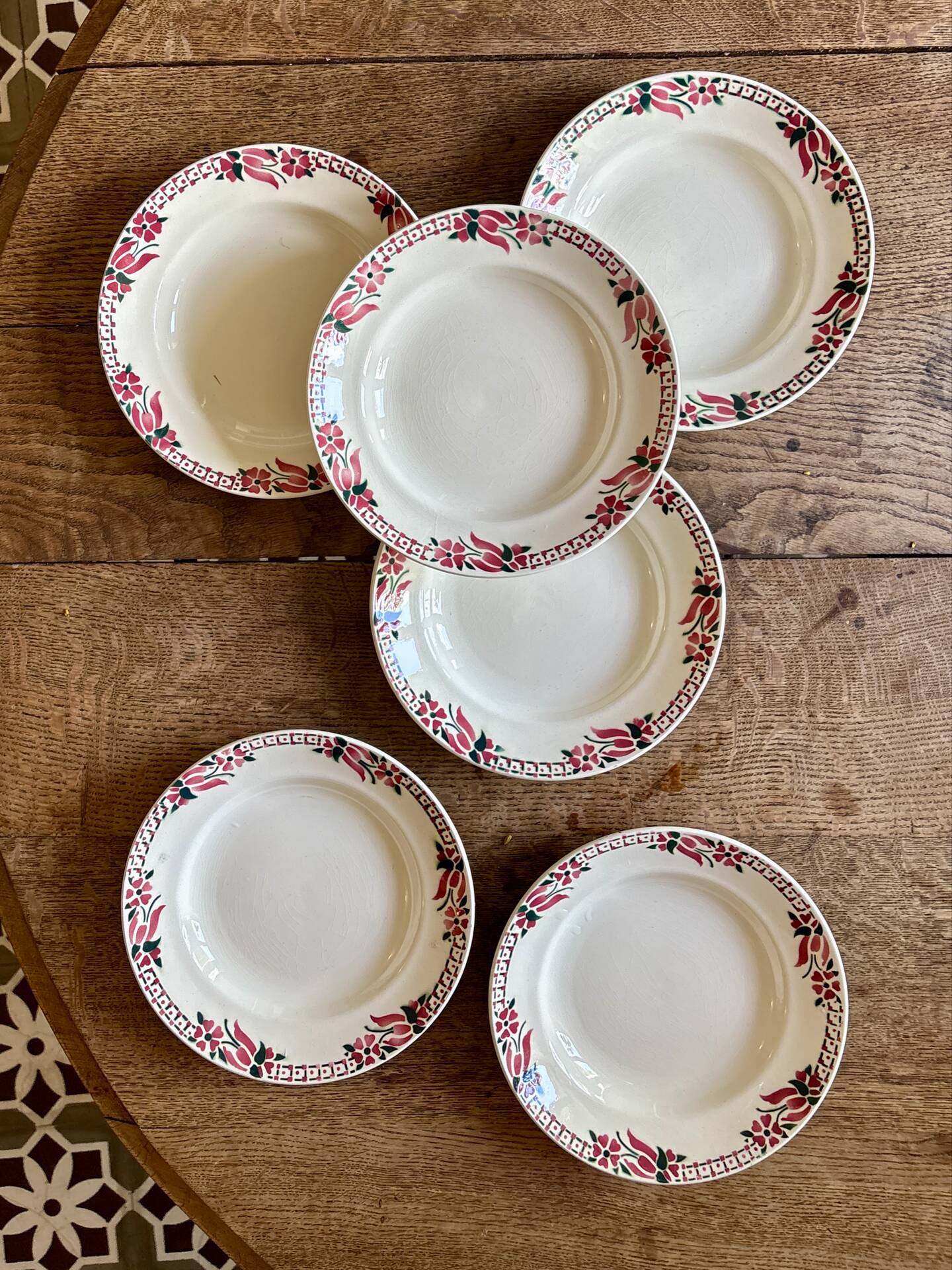 Set of 6 antique deep plates - Saint Amand Céranord