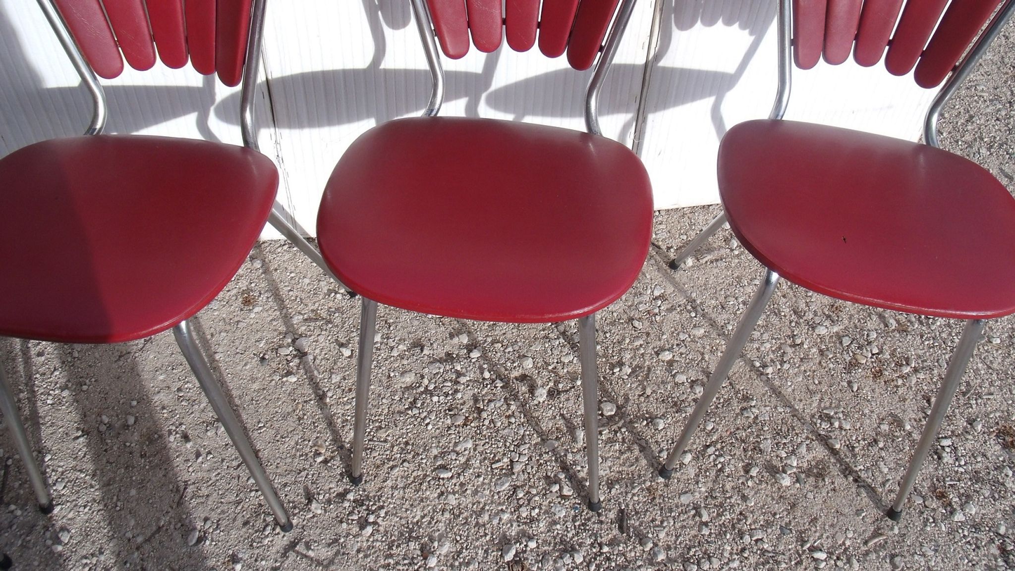 Set of 5 chairs the lag Soudexvinyl 1970 in leatherette Burgundy