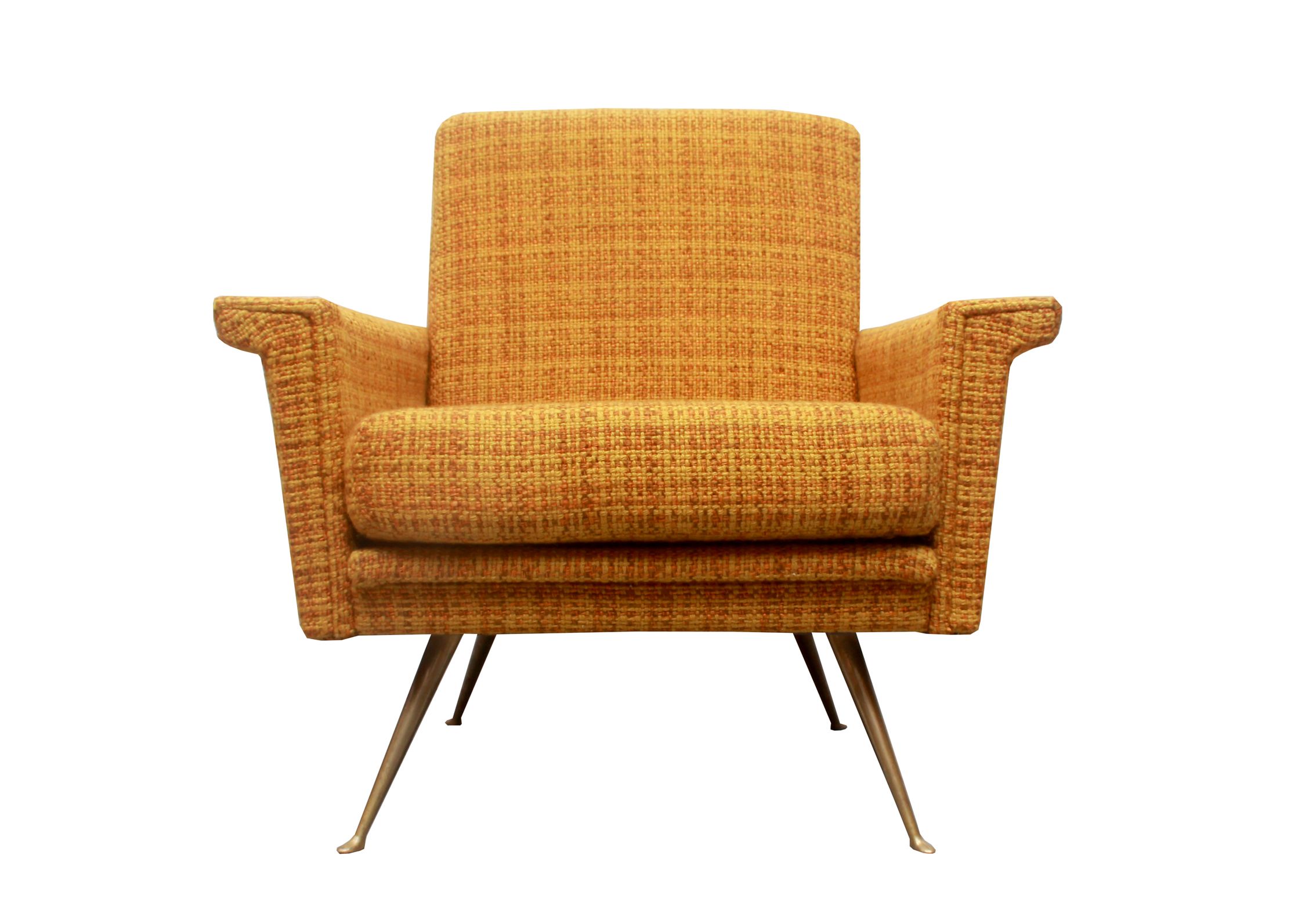 1950s chair in corn yellow , legs in brass