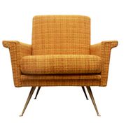 1950s chair in corn yellow , legs in brass