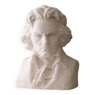 Plaster bust of Beethoven signed A. Santini, 1928