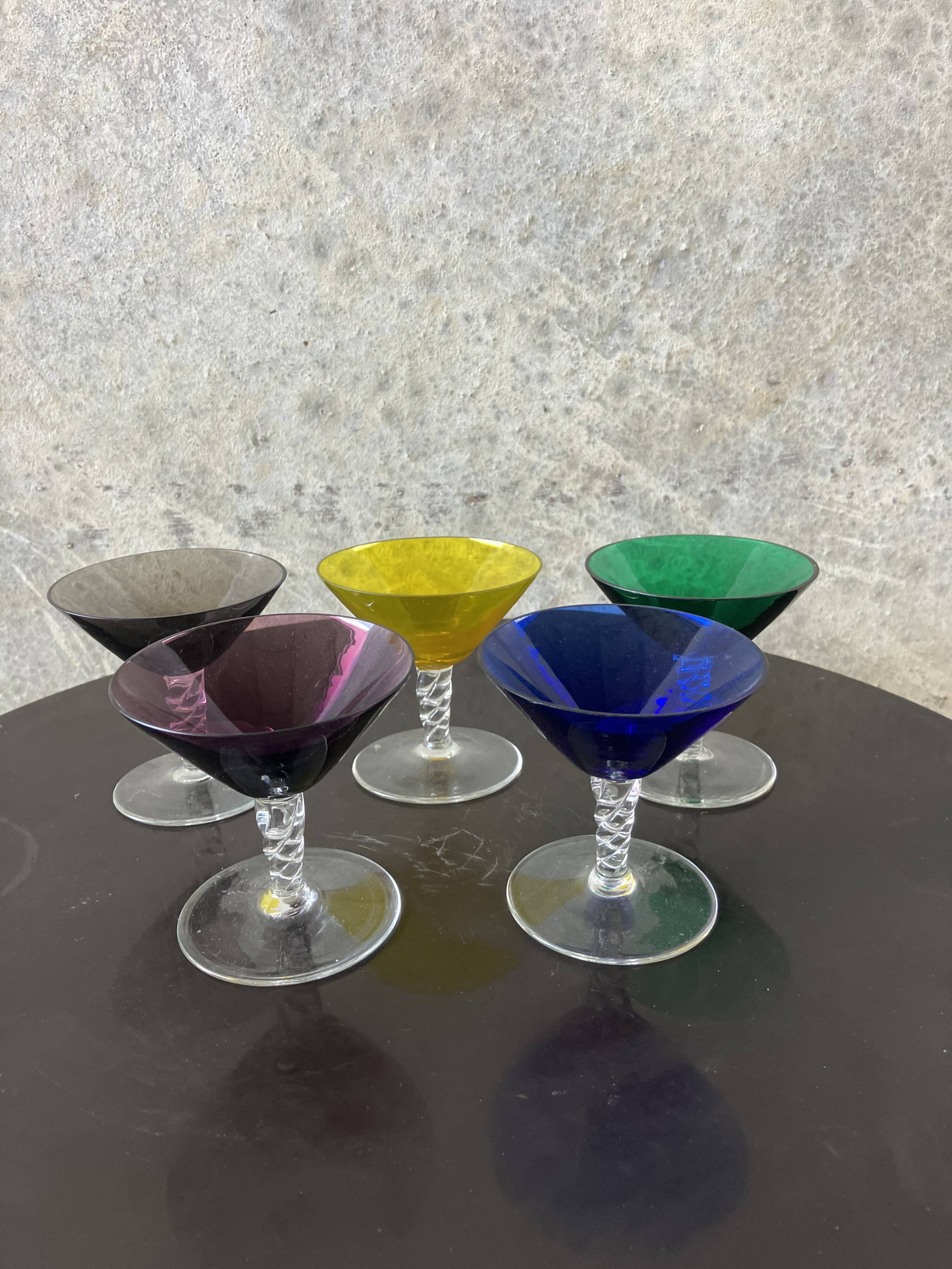 vintage 1970s martini glass set