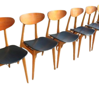 6 chaises STELLA 1960 Ingrid skaï noir