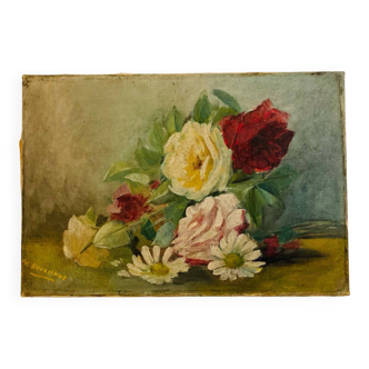Oil on canvas 1898 still life bouquet deposited
