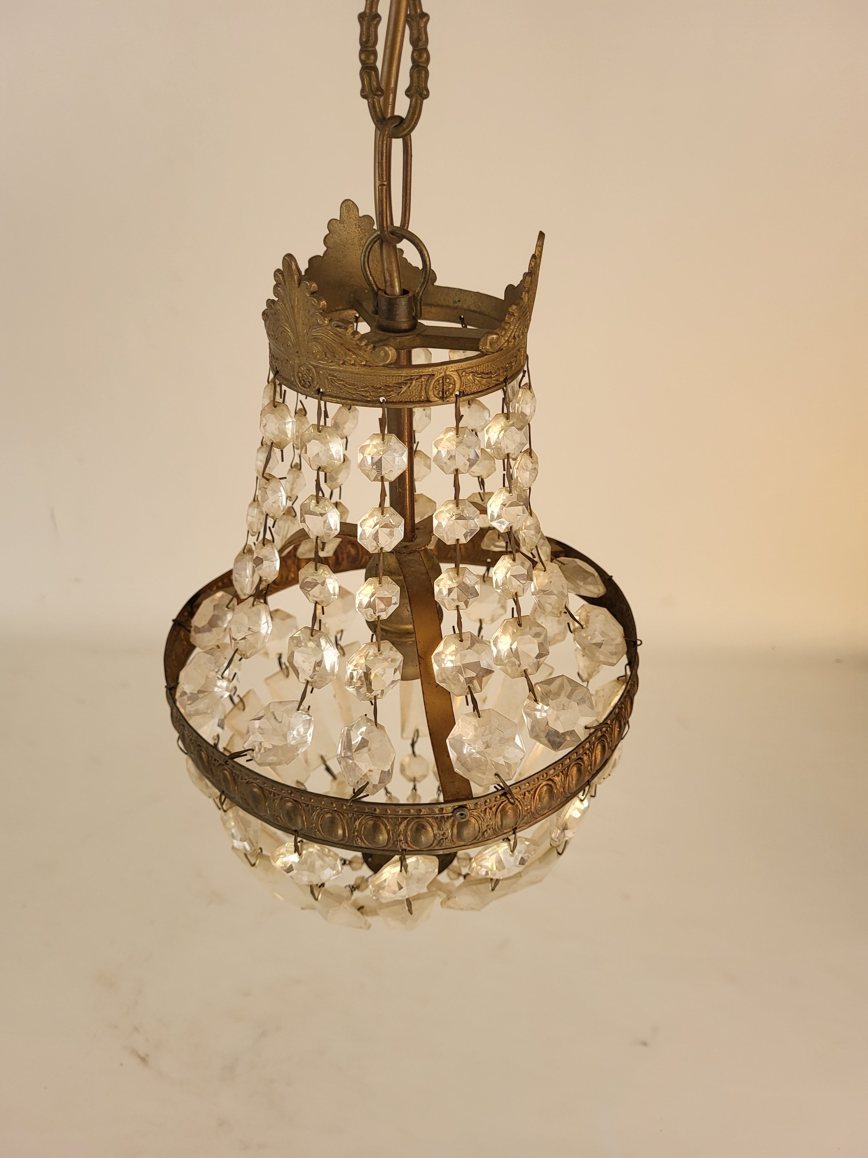 Lustre suspension montgolfiere à pampilles