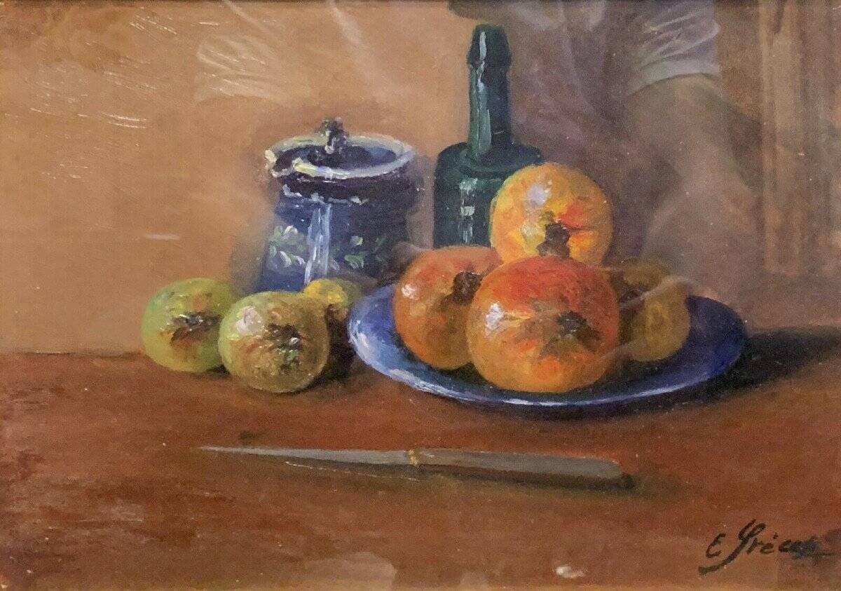Eugénie Frecot “Still Life With Fruits” Oil On Paper Signed