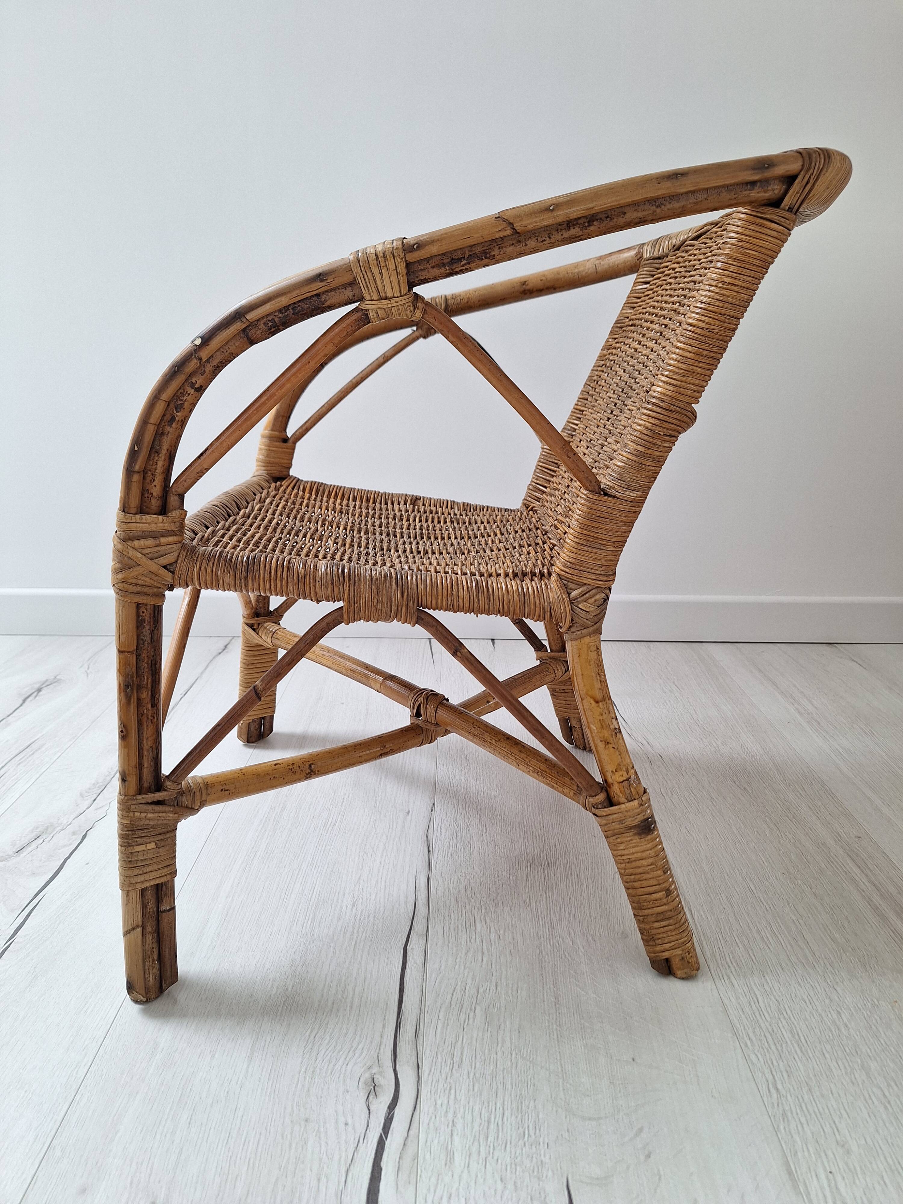 Vintage children's rattan chair