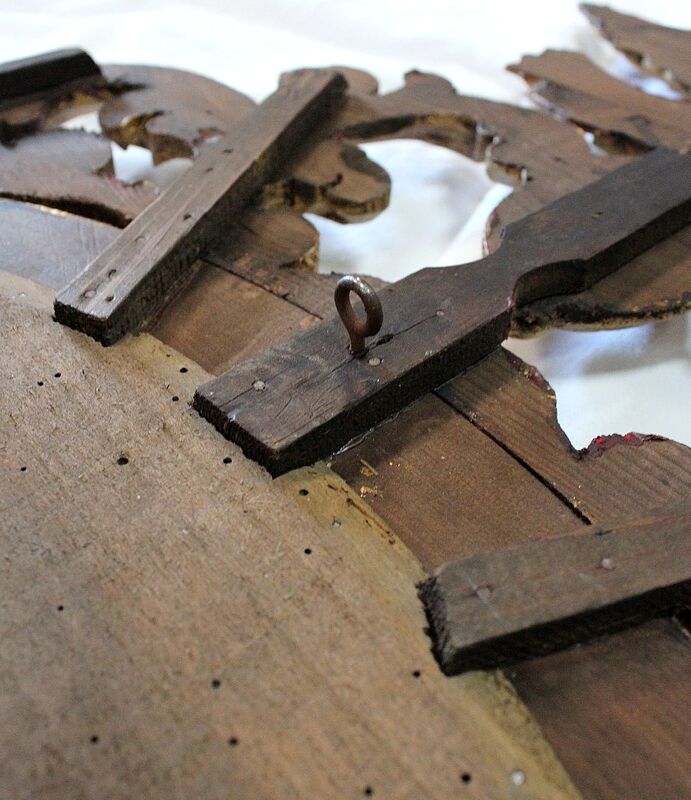 Ancient golden wood witch mirror - late 19th century